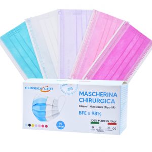 50 mascherine protettive monouso filtranti non sterili in TNT 3 strati – 5 mix colori B